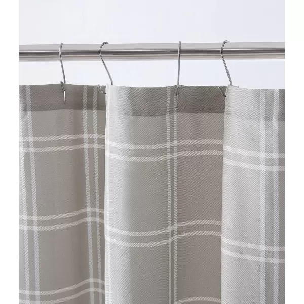 imageEddie Bauer  Shower Curtain Lightweight Cotton Bathroom Decor Buttonhole Top Cabin Plaid Green 72quot x 72quotKettle Falls Beige