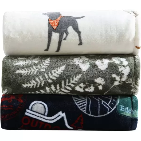 imageEddie Bauer  Twin Blanket Ultra Plush Bedding Lightweight Home Decor for All Seasons Dogs with Scarves White TwinEb Stamps Blue