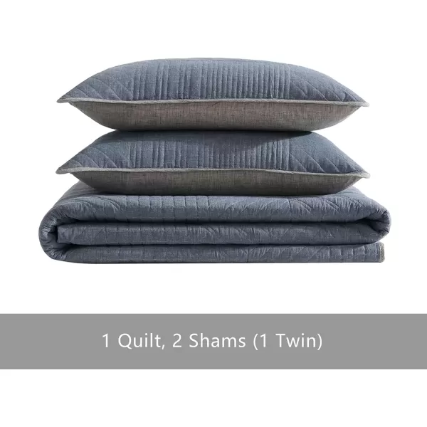 imageEddie Bauer  Twin Quilt Set Reversible Bedding with Matching Sham Lightweight Home Decor for All Seasons Hidden Lake Blue TwinBlue