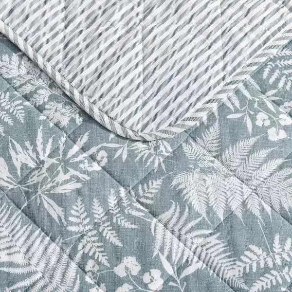 imageEddie Bauer  Twin Quilt Set Reversible Bedding with Matching Sham Lightweight Home Decor for All Seasons Hidden Lake Blue TwinFern Garden Green