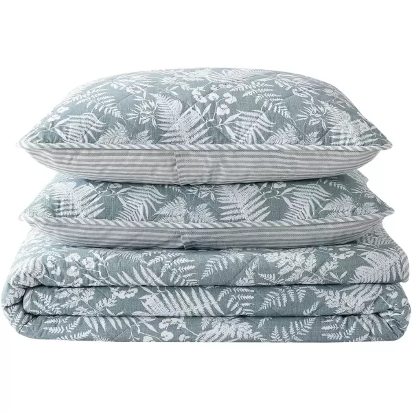 imageEddie Bauer  Twin Quilt Set Reversible Bedding with Matching Sham Lightweight Home Decor for All Seasons Hidden Lake Blue TwinFern Garden Green