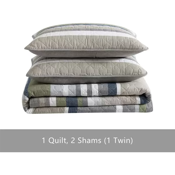 imageEddie Bauer  Twin Quilt Set Reversible Bedding with Matching Sham Lightweight Home Decor for All Seasons Hidden Lake Blue TwinSalmon Ladder Beige