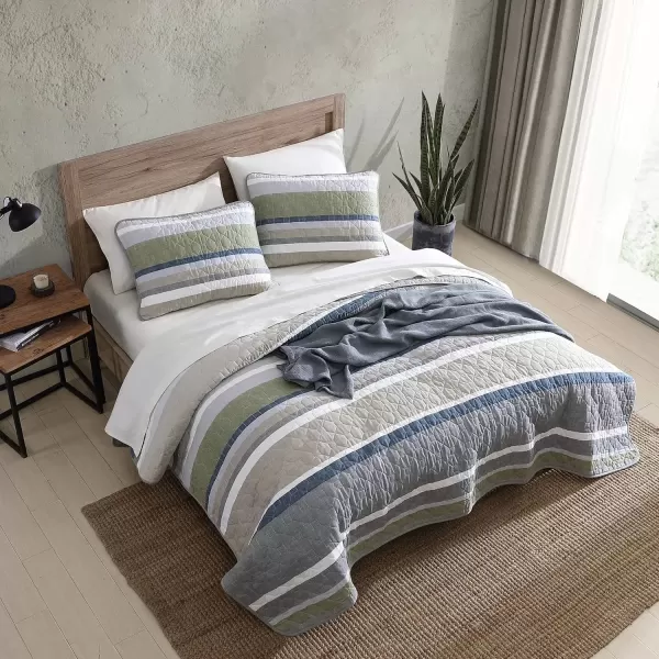 imageEddie Bauer  Twin Quilt Set Reversible Bedding with Matching Sham Lightweight Home Decor for All Seasons Hidden Lake Blue TwinSalmon Ladder Beige