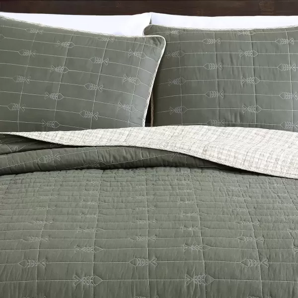 imageEddie Bauer  Twin Quilt Set Reversible Bedding with Matching Sham Lightweight Home Decor for All Seasons Hidden Lake Blue TwinTroutdale Green