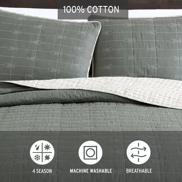 imageEddie Bauer  Twin Quilt Set Reversible Bedding with Matching Sham Lightweight Home Decor for All Seasons Hidden Lake Blue TwinTroutdale Green