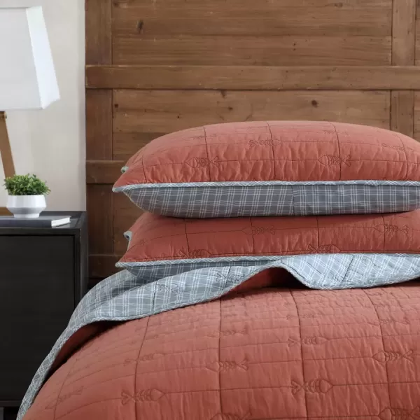 imageEddie Bauer  Twin Quilt Set Reversible Bedding with Matching Sham Lightweight Home Decor for All Seasons Hidden Lake Blue TwinTroutdale Orange