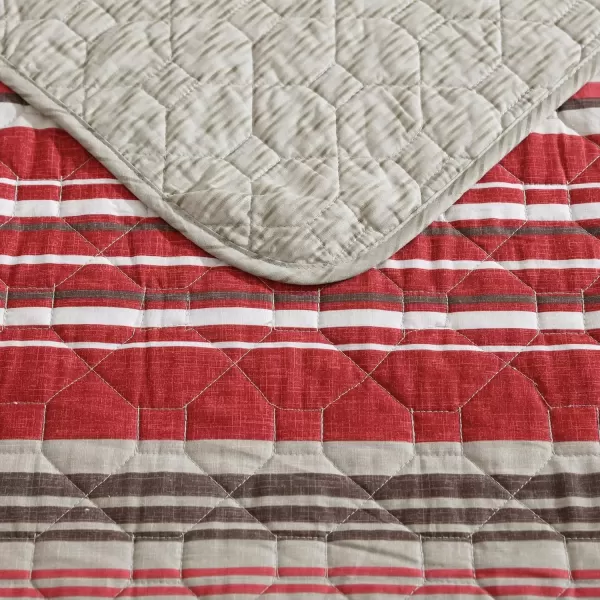 imageEddie Bauer  Twin Quilt Set Reversible Bedding with Matching Sham Lightweight Home Decor for All Seasons Hidden Lake Blue TwinYakima Red