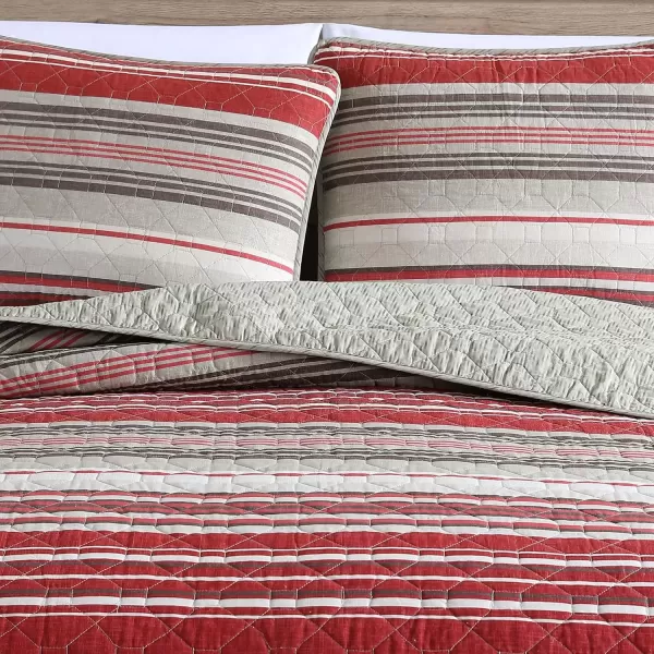 imageEddie Bauer  Twin Quilt Set Reversible Bedding with Matching Sham Lightweight Home Decor for All Seasons Hidden Lake Blue TwinYakima Red