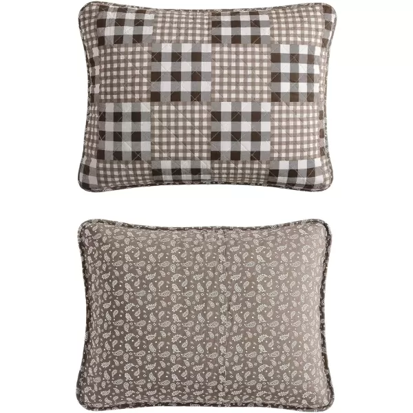 imageEddie Bauer  Twin Quilt Set Reversible Bedding with Matching Sham Patchwork Home Decor Gingham Patchwork Brown Twin