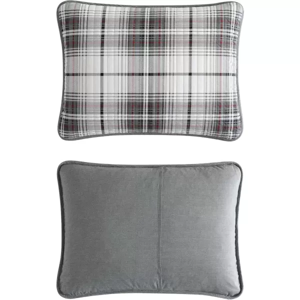 imageEddie Bauer  Twin Quilt Set Reversible Cotton Bedding with Matching Sham Home Decor for All Seasons Camano Island Plum TwinAlder Plaid Grey