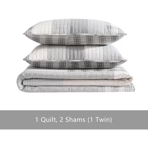 imageEddie Bauer  Twin Quilt Set Reversible Cotton Bedding with Matching Sham Home Decor for All Seasons Camano Island Plum TwinFairview Grey