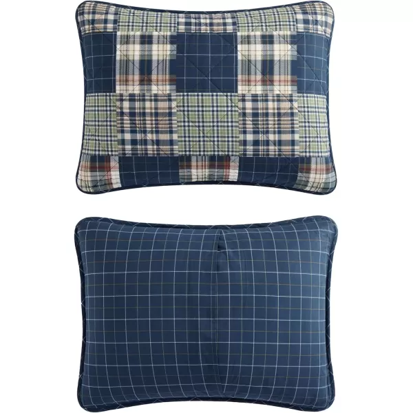 imageEddie Bauer  Twin Quilt Set Reversible Cotton Bedding with Matching Sham Home Decor for All Seasons Camano Island Plum TwinMadrona Plaid Navy