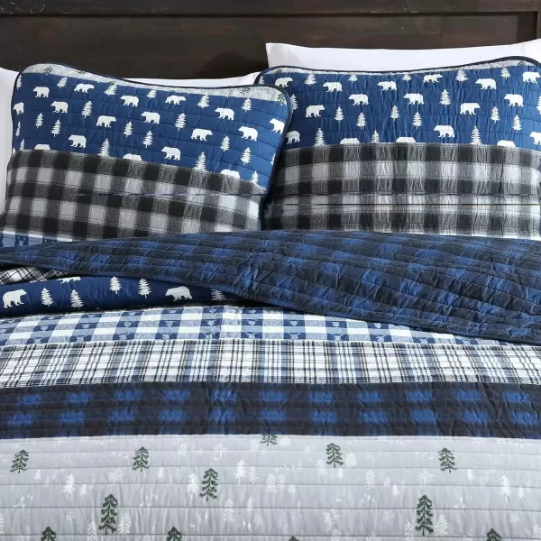 imageEddie Bauer  Twin Quilt Set Reversible Cotton Bedding with Matching Sham Lightweight Home Decor for All Seasons Blue Creek Navy Twin