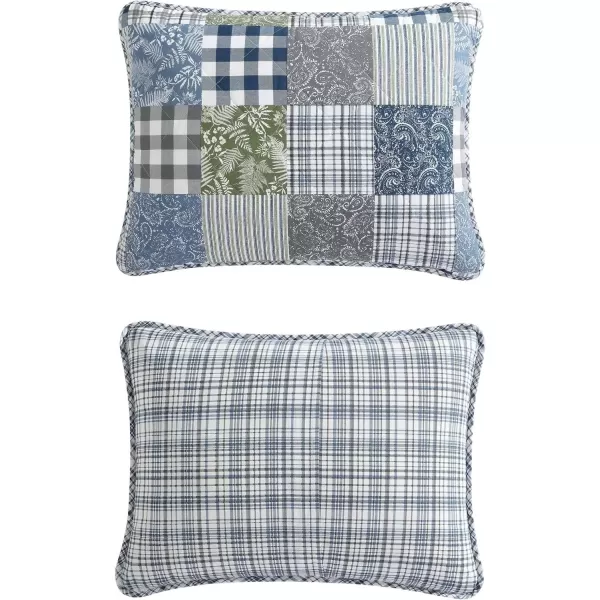 imageEddie Bauer  Twin Quilt Set Reversible Cotton Bedding with Matching Sham Patchwork Home Decor with Plaid Reverse Cozy Plaid Patchwork BlueGreen Twin