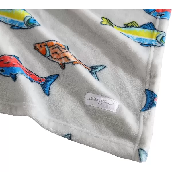 imageEddie Bauer Kids  Throw Blanket Super Soft ampamp Cozy Kids Fleece Bedding Playful Home Decor Fish Lake Grey 50quot x 60quotFish Lake GreyMulti