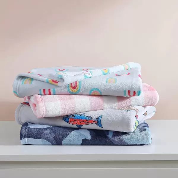 imageEddie Bauer Kids  Throw Blanket Super Soft ampamp Cozy Kids Fleece Bedding Playful Home Decor Fish Lake Grey 50quot x 60quotPoppy Plaid PinkWhite