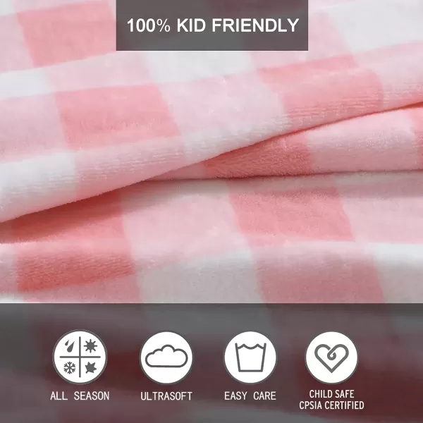 imageEddie Bauer Kids  Throw Blanket Super Soft ampamp Cozy Kids Fleece Bedding Playful Home Decor Fish Lake Grey 50quot x 60quotPoppy Plaid PinkWhite