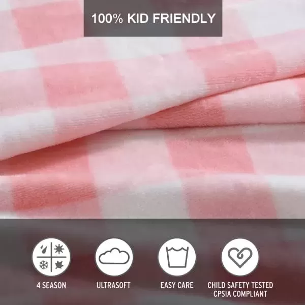 imageEddie Bauer Kids  Throw Blanket Super Soft ampamp Cozy Kids Fleece Bedding Playful Home Decor Fish Lake Grey 50quot x 60quotPoppy Plaid PinkWhite