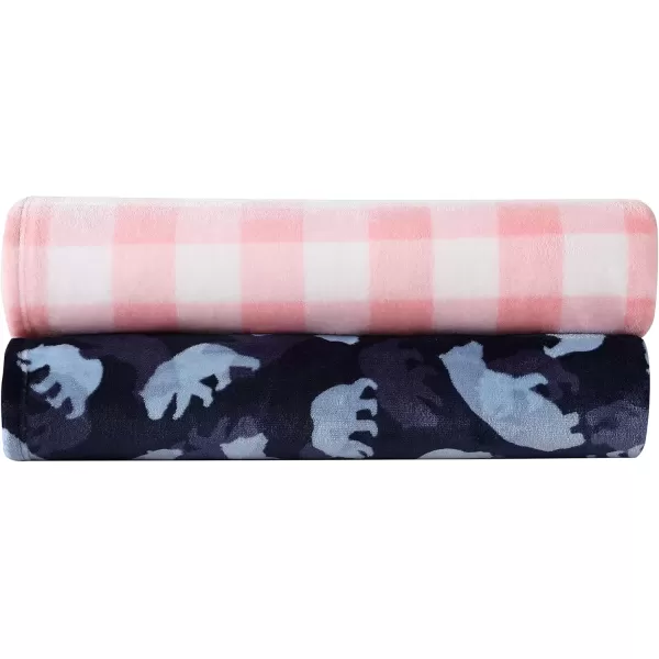 imageEddie Bauer Kids  Throw Blanket Super Soft ampamp Cozy Kids Fleece Bedding Playful Home Decor Fish Lake Grey 50quot x 60quotPoppy Plaid PinkWhite