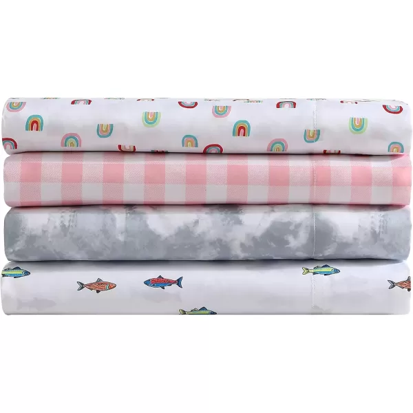 imageEddie Bauer Kids  Twin Sheets Stain Resistant Kids Bedding Ideal for Toddler Bedding Set Poppy Plaid Pink TwinFish Lake WhiteMulti