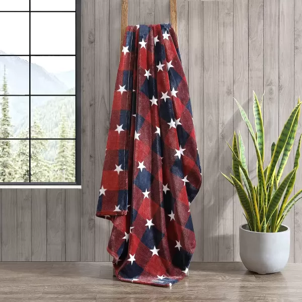 imageEddie Bauer Throw Blanket Ultra Soft Plush Fleece Bedding Home Decor for All Seasons 50 x 70 Americana Plaid RedAmericana Plaid Red