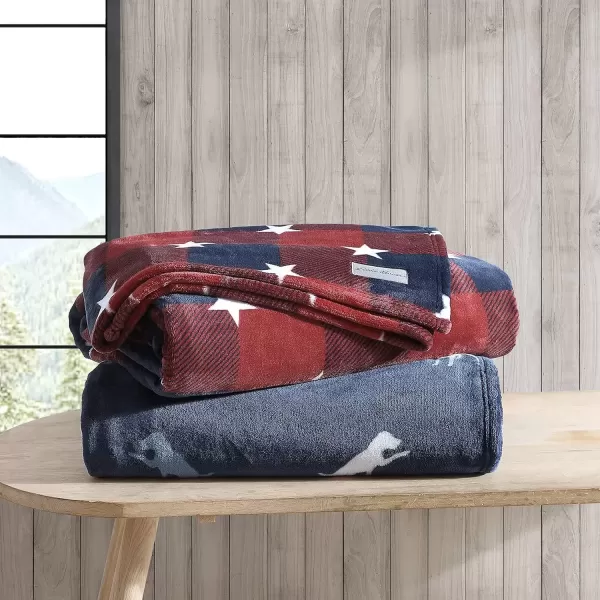 imageEddie Bauer Throw Blanket Ultra Soft Plush Fleece Bedding Home Decor for All Seasons 50 x 70 Americana Plaid RedBuddy the Dog Blue