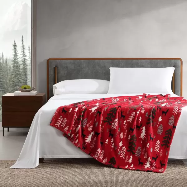 imageEddie Bauer Throw Blanket Ultra Soft Plush Fleece Bedding Home Decor for All Seasons 50 x 70 Americana Plaid RedDeer Woods Red