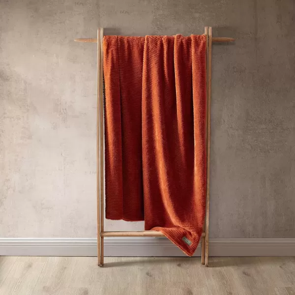 imageEddie Bauer Throw Blanket Ultra Soft Plush Home Dcor All Season Bedding Textured Solid Orange 50 x 60Textured Solid Orange