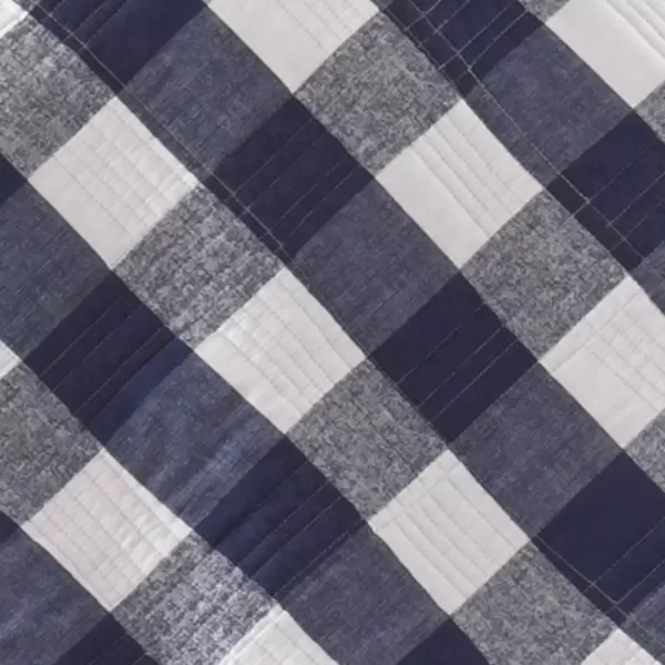 imageEddie Bauer Twin Quilt Set Cotton Reversible Bedding with Matching Sham Home Decor for All Seasons Lakehouse Plaid Blue Twin