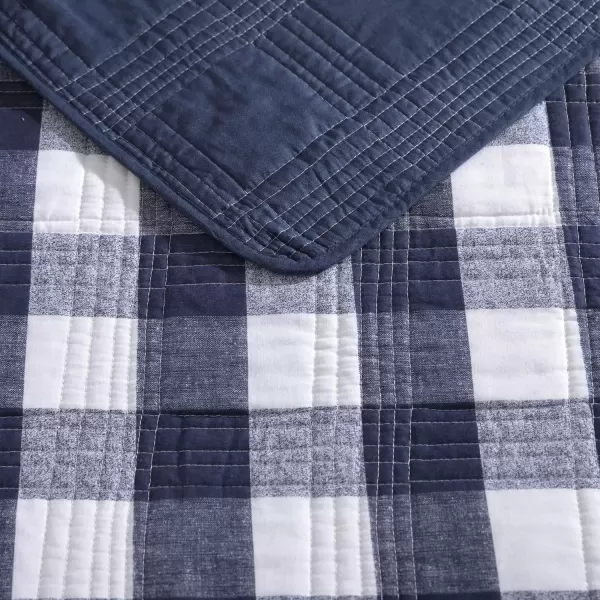 imageEddie Bauer Twin Quilt Set Cotton Reversible Bedding with Matching Sham Home Decor for All Seasons Lakehouse Plaid Blue Twin