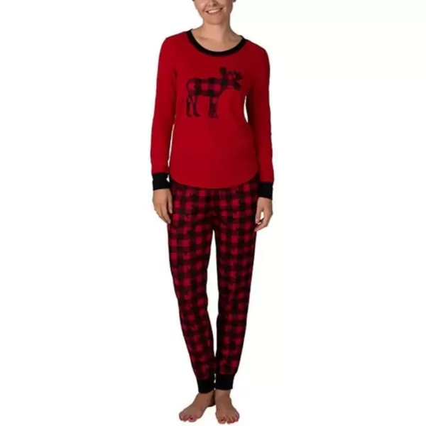 imageEddie Bauer Ladies Family Jogger and Long Sleeve Top Sleep Set L Tango Red