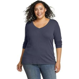 imageEddie Bauer Womens Favorite LongSleeve VNeck TShirtHtr Indigo Blue