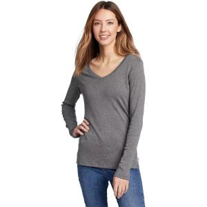 imageEddie Bauer Womens Favorite LongSleeve VNeck TShirtMed Htr Gray