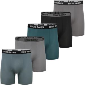 imageEddie Bauer Mens Microfiber Mesh Boxer Brief With Contoured Pouch 5 PackDk AquaAsh GrayWashed TealBlackCinder