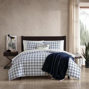 imageEddie Bauer Twin Duvet Cover Set Cotton Bedding Set with Matching Shams Casual Home Dcor Ticking Stripe Navy TwinBasic Plaid Navy