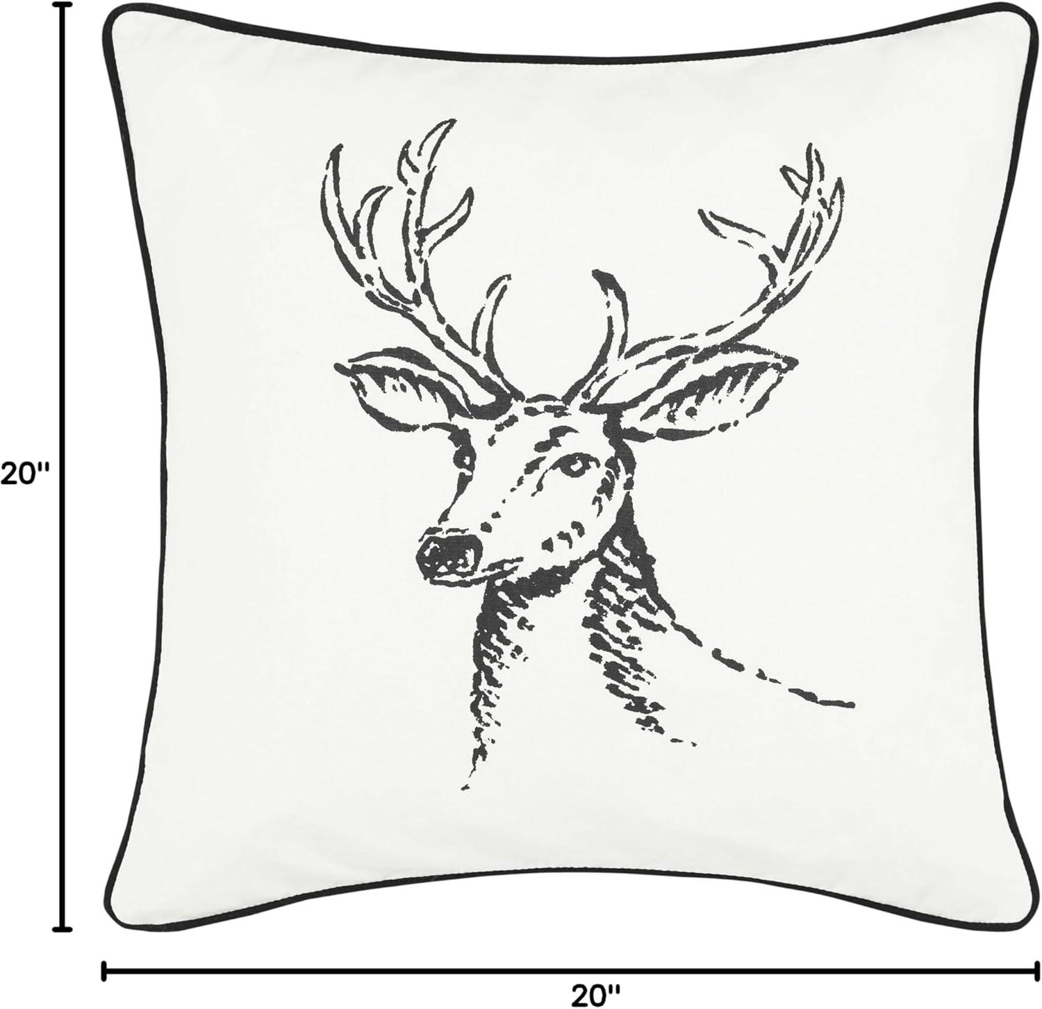 imageEddie Bauer Home Throw Pillow with Zipper Closure Perfect Home Decor for Bed or Sofa 20quot x 20quot Cabin Plaid RedMorning Stag BlackWhite