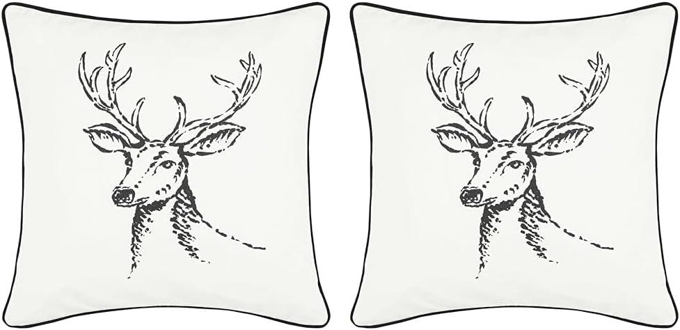 imageEddie Bauer Home Throw Pillow with Zipper Closure Perfect Home Decor for Bed or Sofa 20quot x 20quot Cabin Plaid RedMorning Stag BlackWhite
