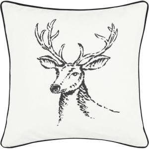 imageEddie Bauer Home Throw Pillow with Zipper Closure Perfect Home Decor for Bed or Sofa 20quot x 20quot Cabin Plaid RedMorning Stag BlackWhite