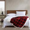 imageEddie Bauer  Throw Blanket Reversible Sherpa Fleece Bedding Buffalo Plaid Home Decor for All Seasons Black Check ThrowRed Check