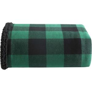 imageEddie Bauer  Throw Blanket Reversible Sherpa Fleece Bedding Buffalo Plaid Home Decor for All Seasons Black Check ThrowGreenBlack