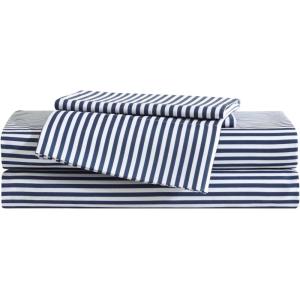 imageEddie Bauer Kids  Twin Sheets StainResistant Toddler Bedding with Matching Shams Super Soft Ideal Girl Room Essentials Little Stripe Pink TwinVivid Stripe Blue