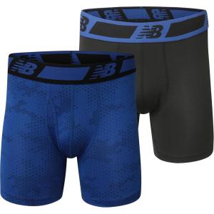 imageNew Balance Mens Dry Fresh Boxer Brief 2PackBlackTeam Royal Dsrt Camo