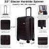 imageEddie Bauer Glacier Hardside Spinner Durable PCABS Construction Suitcase CarryOn Luggage 22quot CarbonCarbon
