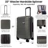 imageEddie Bauer Glacier Hardside Spinner Durable PCABS Construction Suitcase CarryOn Luggage 22quot CarbonStorm