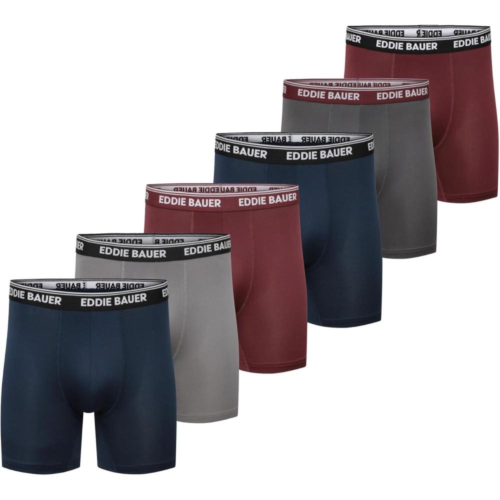 imageEddie Bauer Mens Boxer Briefs Breathable and Comfortable with Contoured Pouch Support 6 Pack UnderwearAtlanticAsh GreyBordeauxAtlanticVintage GreyDusted Indigo