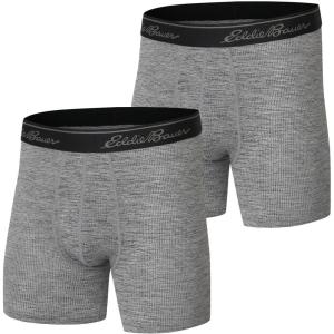 imageEddie Bauer Mens 6quot Cotton Boxer Briefs 2PackAir Knit  BlackBlack