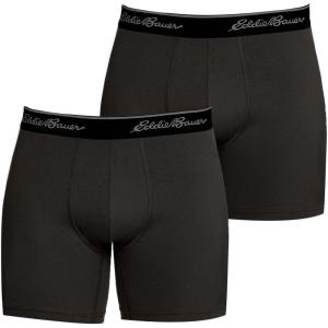 imageEddie Bauer Mens 6quot Cotton Boxer Briefs 2PackCotton  BlackBlack