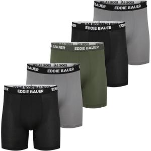 imageEddie Bauer Mens Boxer Briefs 5quot Breathable and Comfortable with Contoured Pouch Support 5 Pack UnderwearBlackAsh GreyAntique PineBlackAsh Grey