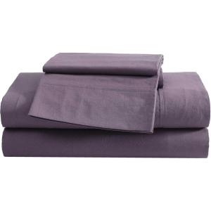 imageEddie Bauer  Queen Sheet Set Washed Percale Bedding Set with Deep Pockets Super Soft 100 Luxury Cotton with Smooth Percale Weave Percale Purple QueenPercale Purple