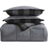 imageEddie Bauer  Twin Comforter Set Microsuede Bedding with Matching Sham OekoTex Certified Dorm Essentials Cabin Plaid GreyCabin Plaid Grey
